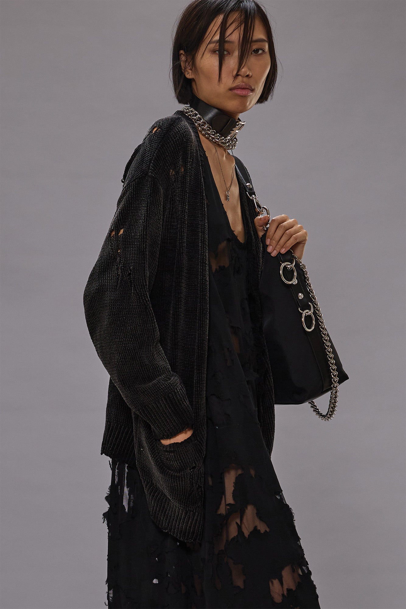 BOYFRIEND CARDIGAN - BLACK - R13