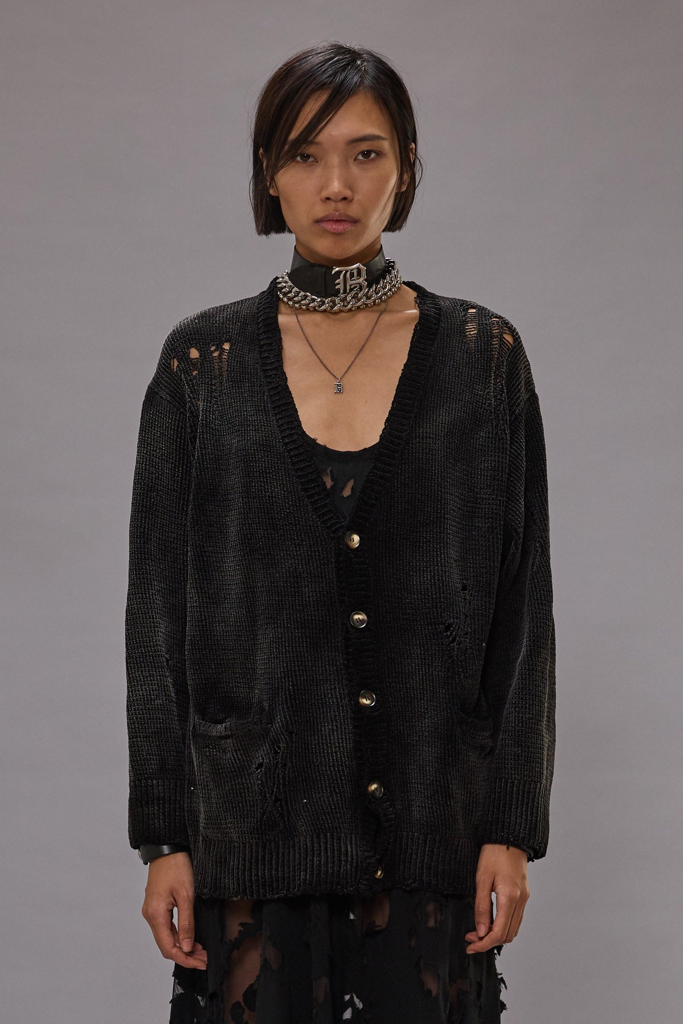 BOYFRIEND CARDIGAN - BLACK - R13