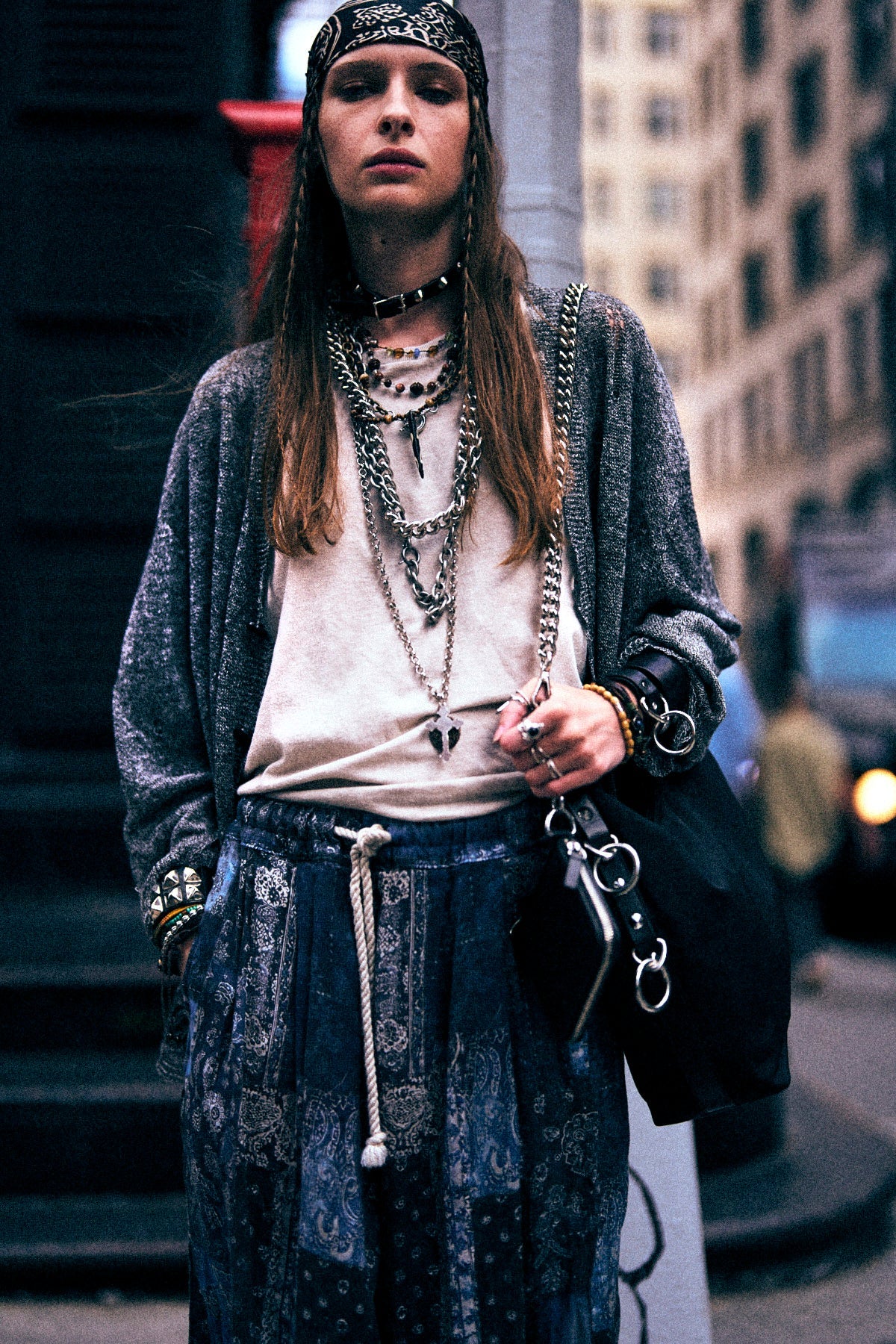 BOYFRIEND CARDIGAN - BLACK MULTI