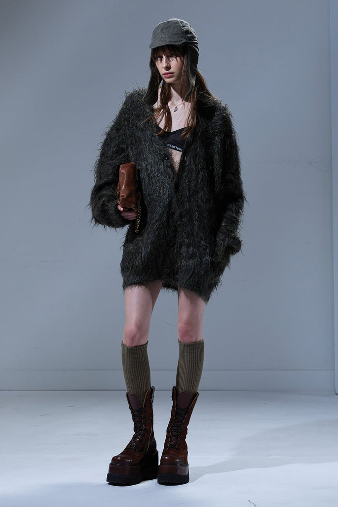 BOYFRIEND CARDIGAN - HEATHER OLIVE GREEN