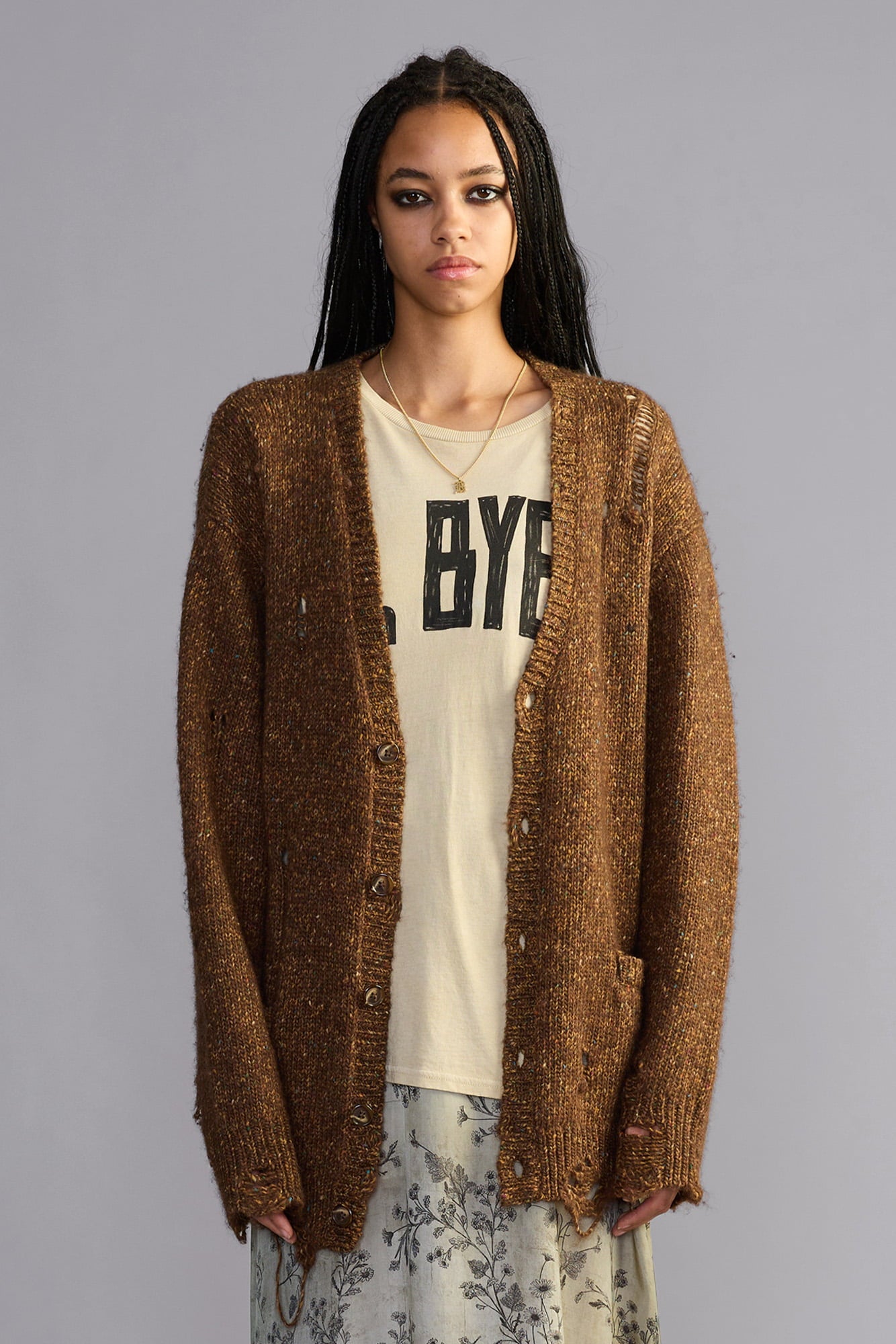 Boyfriend Cardigan - Multi Brown - R13