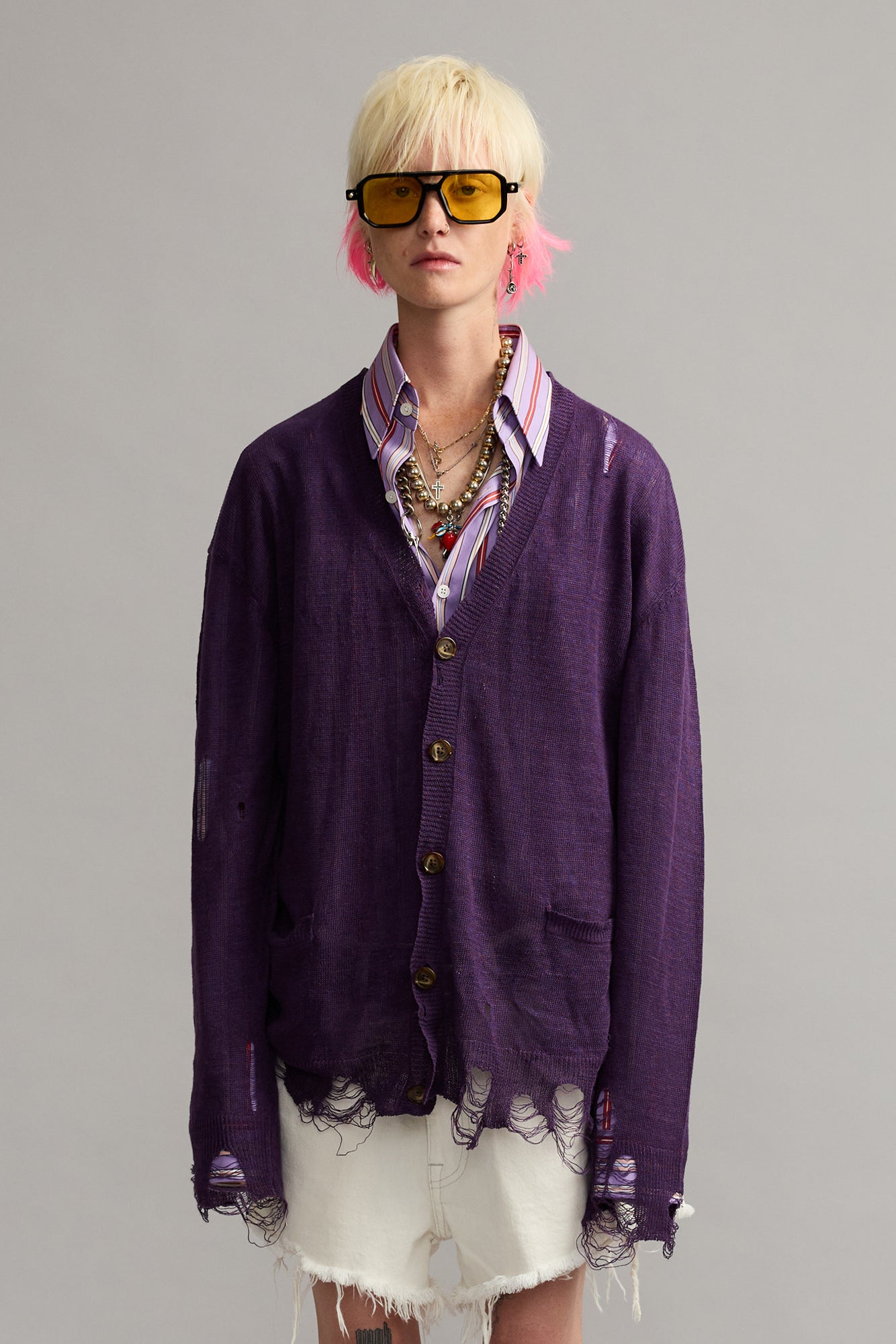 Boyfriend Cardigan - Purple - R13
