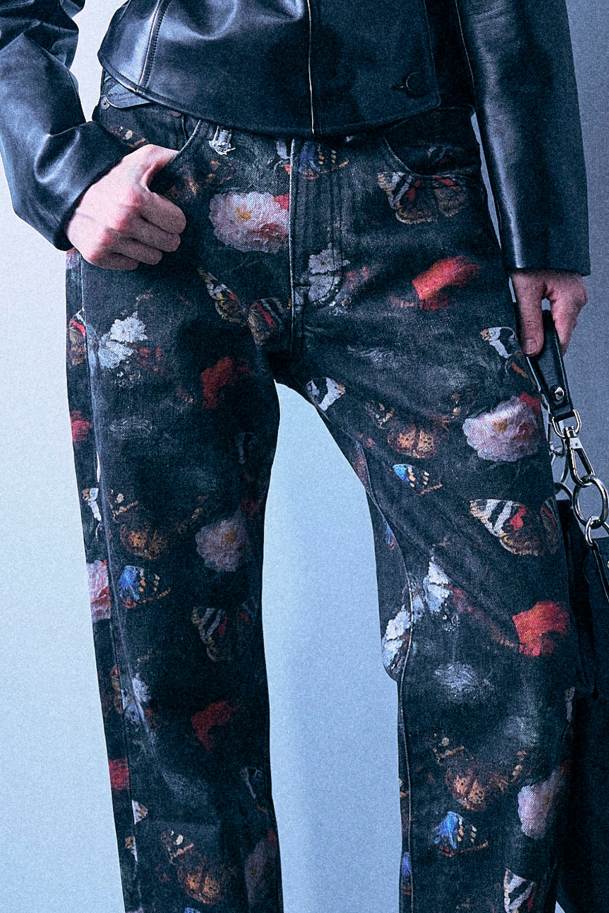 Boyfriend Jean - Pink Rigid Floral Butterfly - R13
