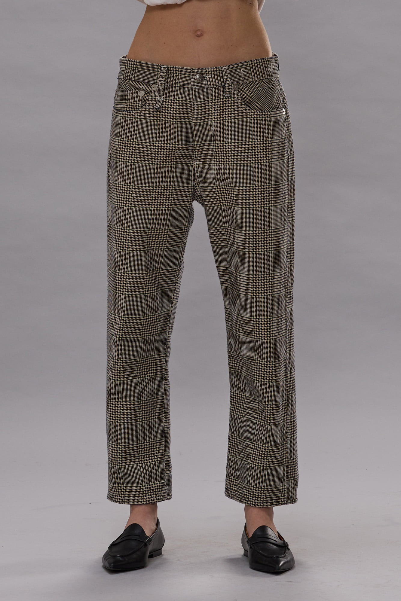 Boyfriend Jean - Prince Of Wales Grey Check - R13