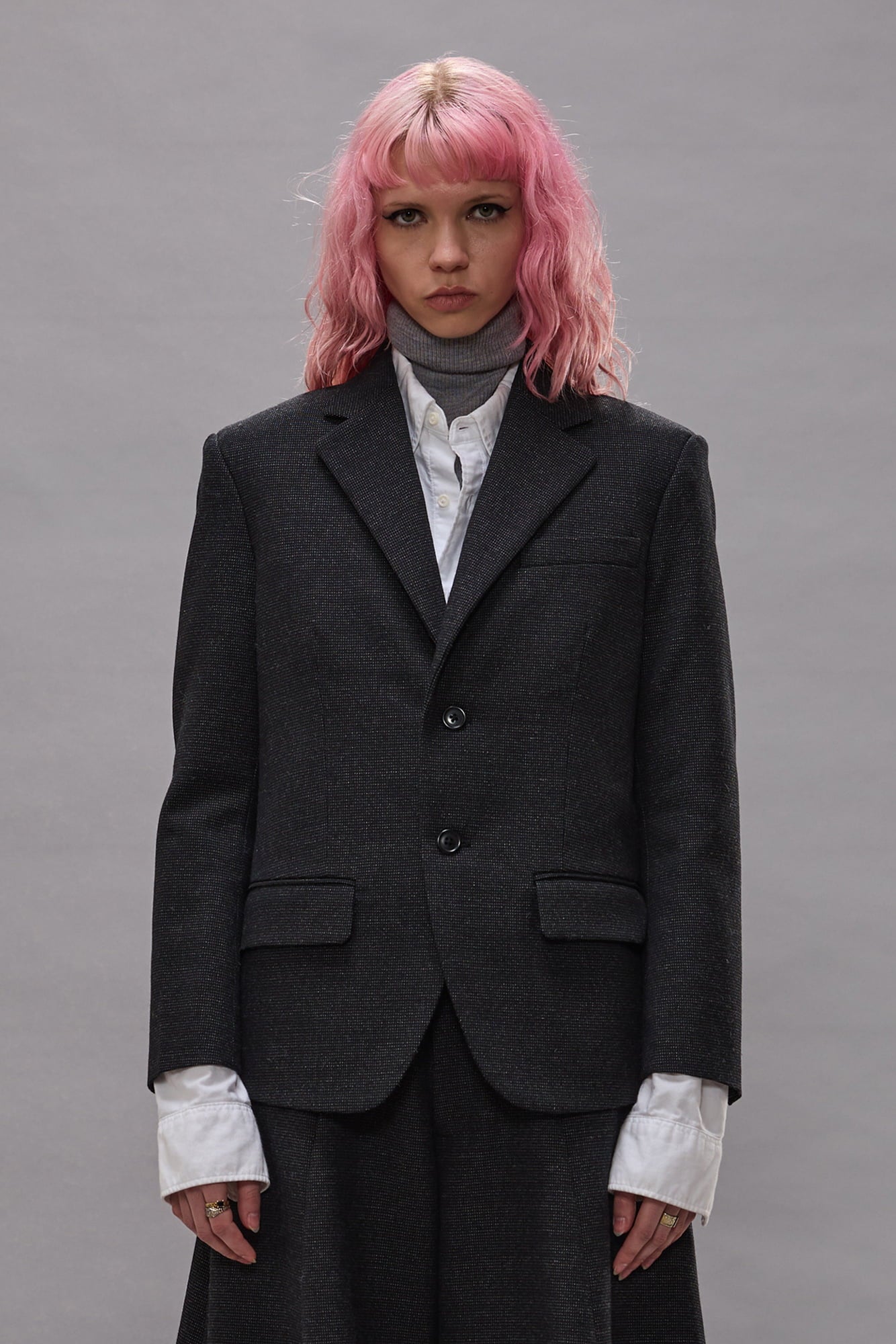 Boyfriend Notch Lapel Blazer - Charcoal Grey - R13