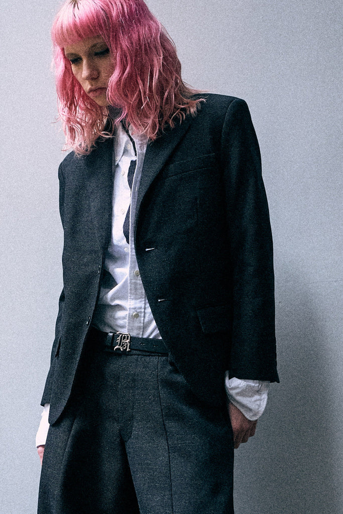 Boyfriend Notch Lapel Blazer - Charcoal Grey