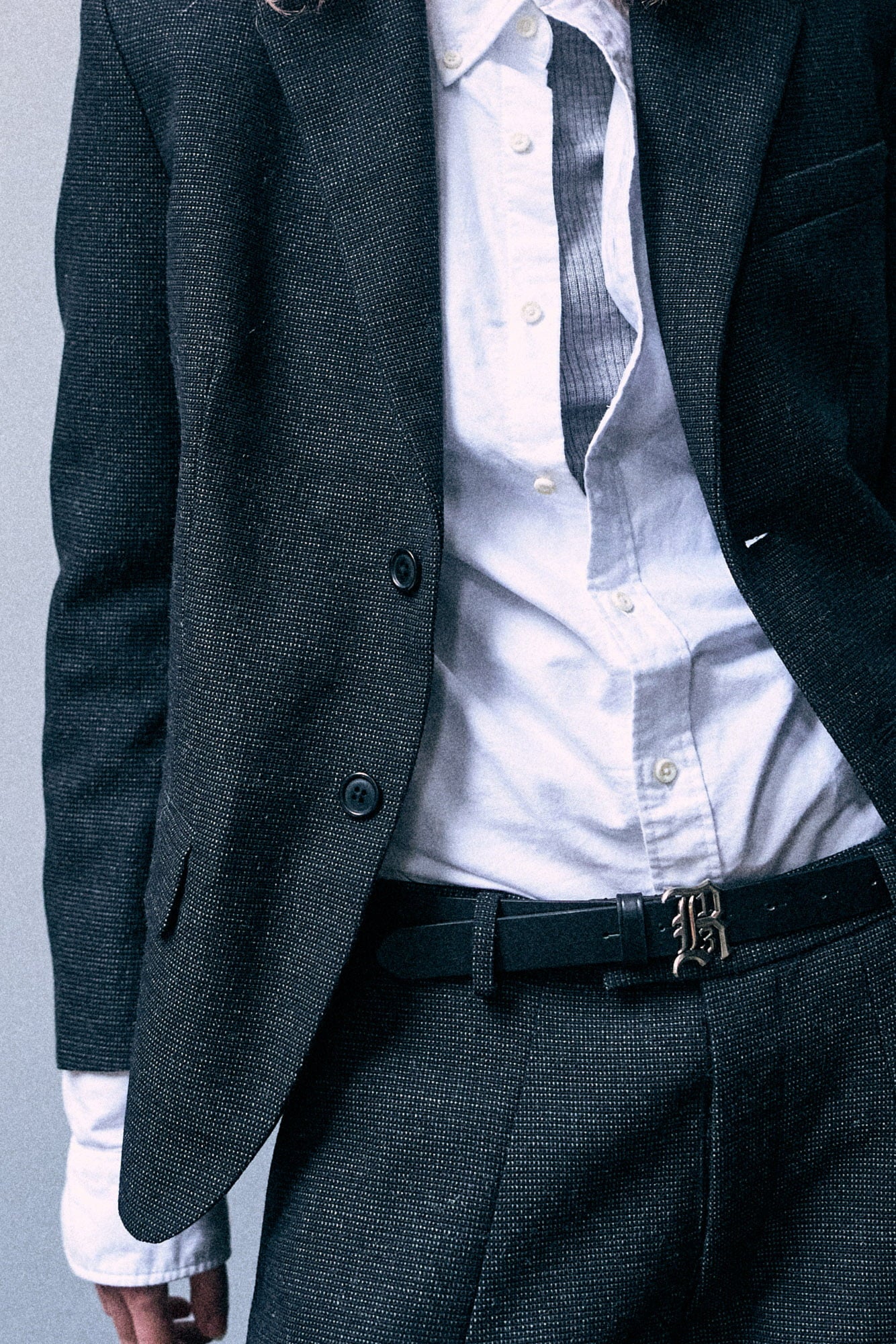 Boyfriend Notch Lapel Blazer - Charcoal Grey - R13