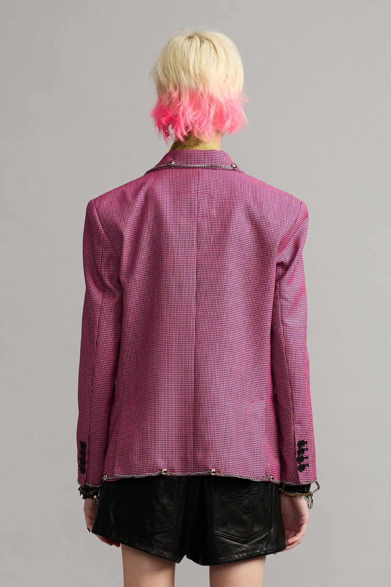 Boyfriend Notch Lapel Blazer - Pink Mini Houndstooth - R13