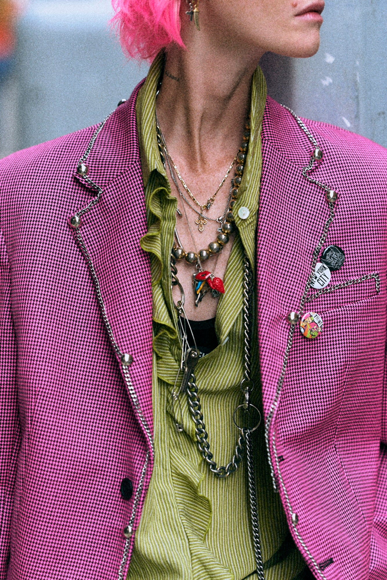 Boyfriend Notch Lapel Blazer - Pink Mini Houndstooth - R13