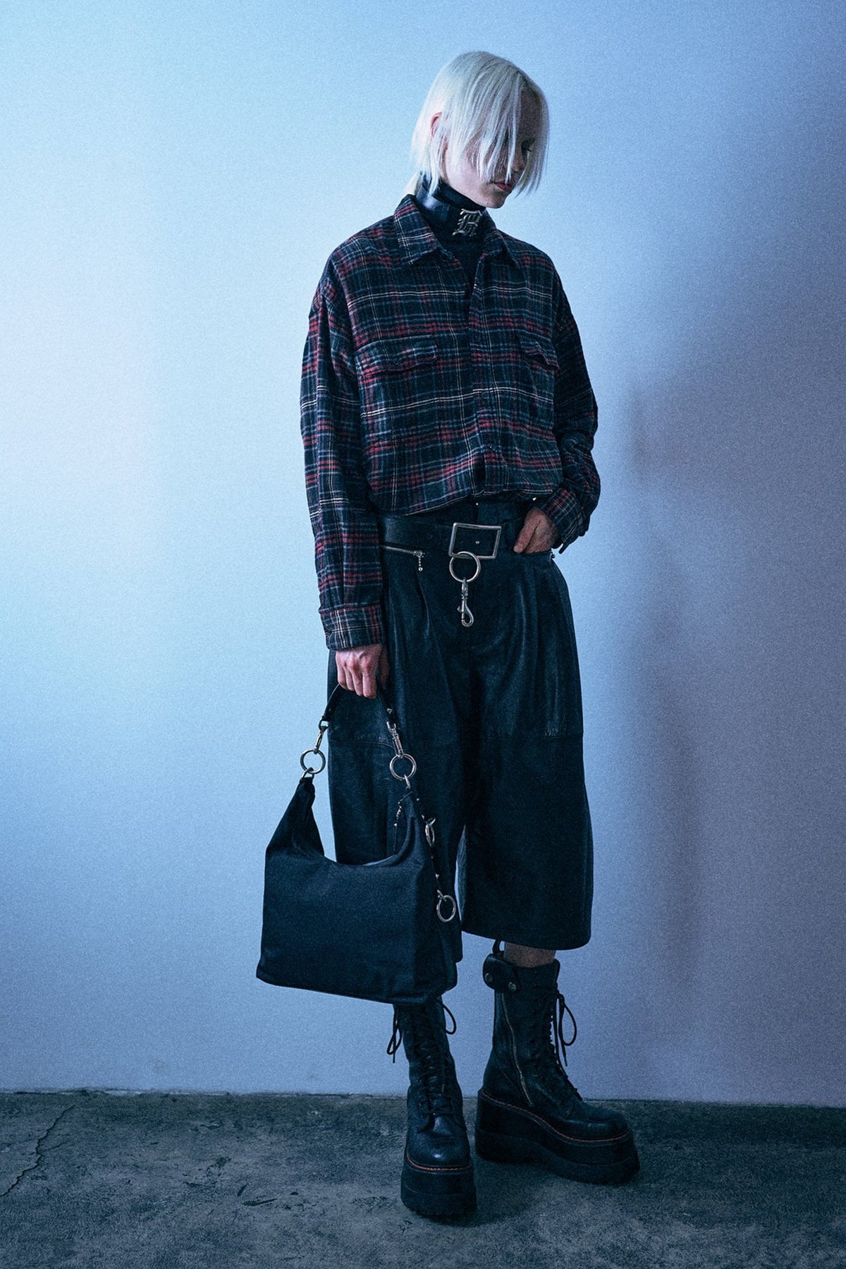 Boyfriend Shirt - Black Red Plaid - R13
