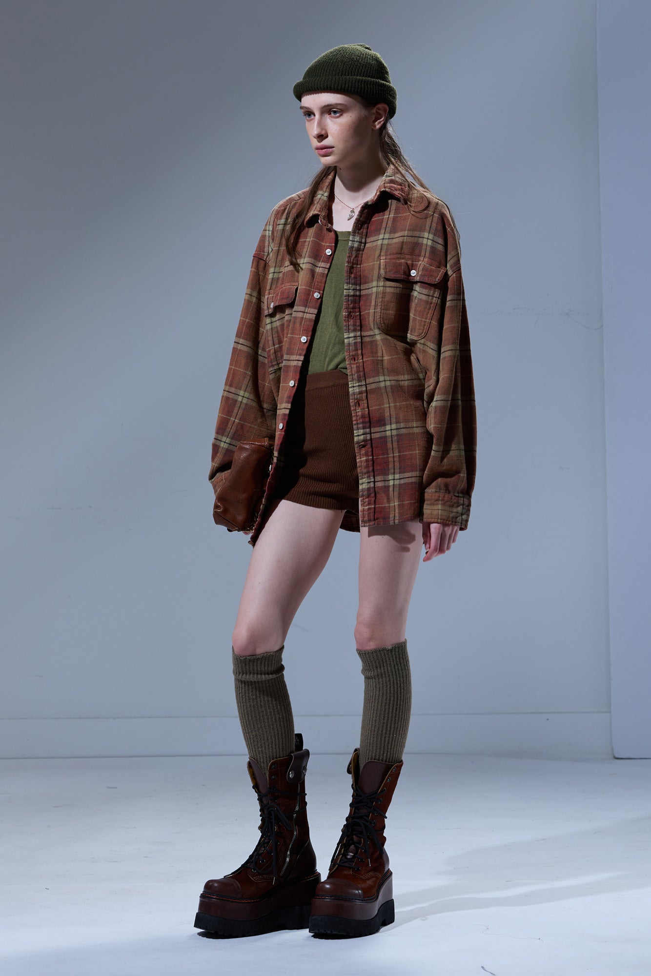 BOYFRIEND SHIRT - BLEACHED RED/ ECRU PLAID - R13