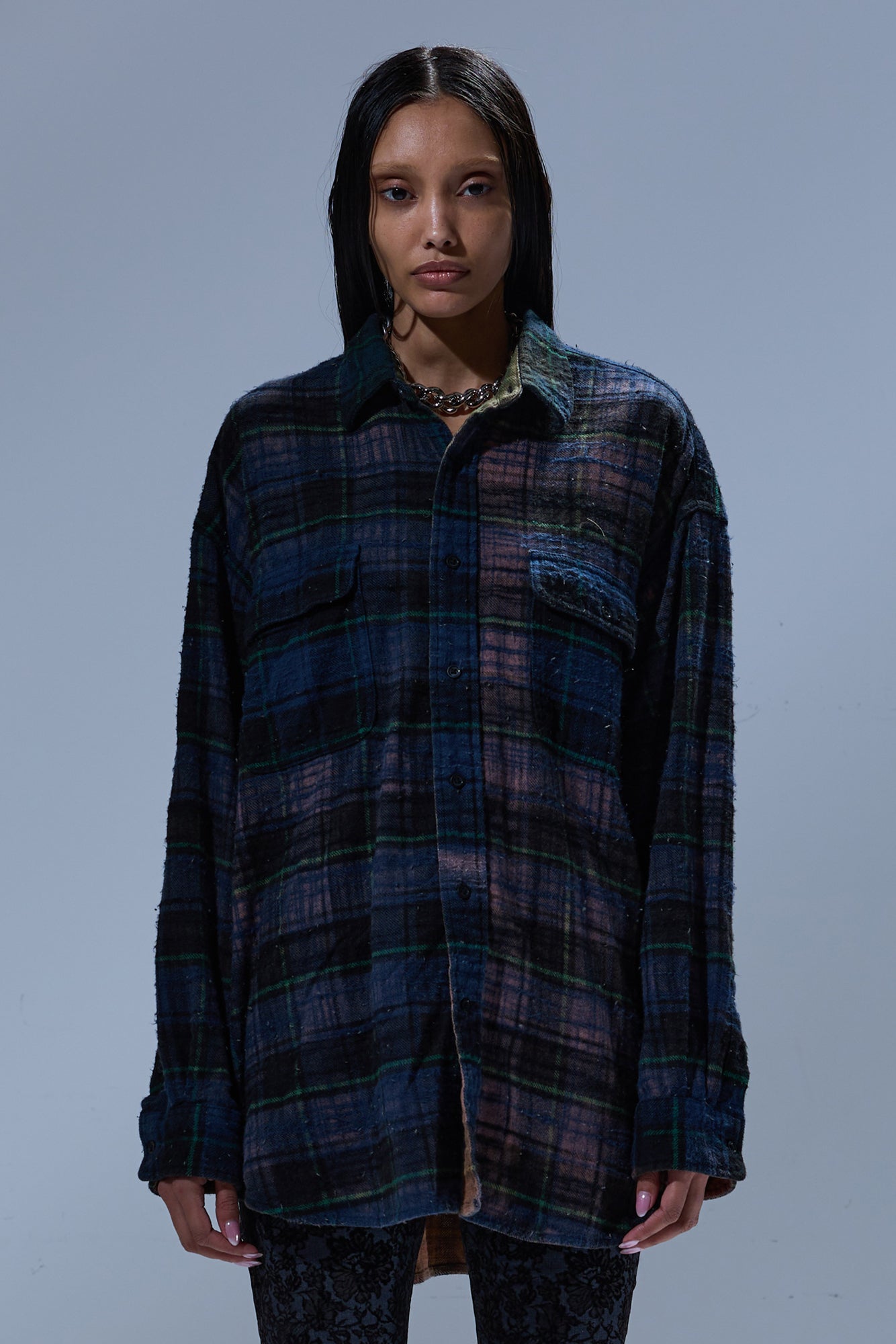 BOYFRIEND SHIRT - NAVY PLAID BLUE - R13