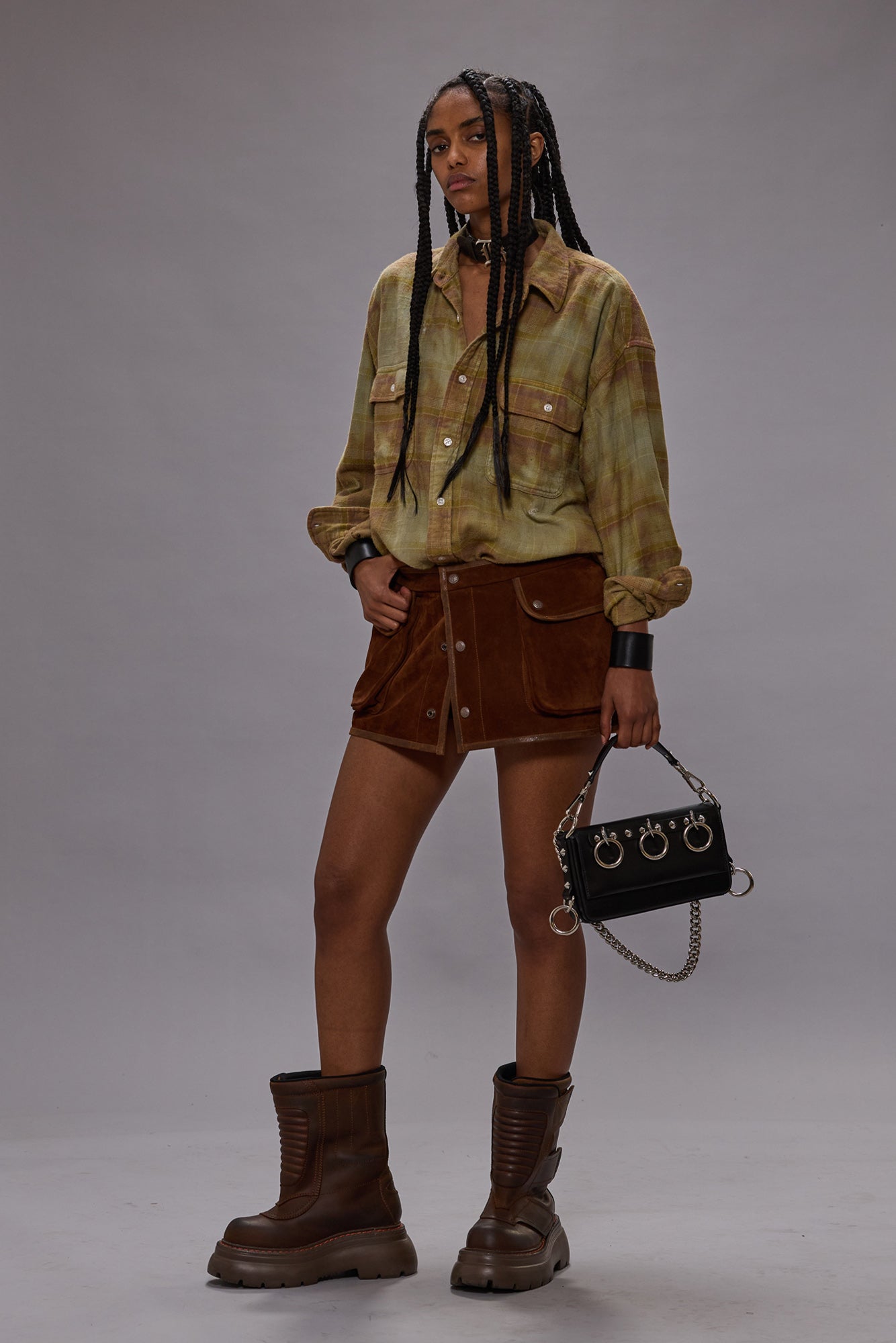 BOYFRIEND SHIRT - OVERDYED KHAKI PLAID - R13