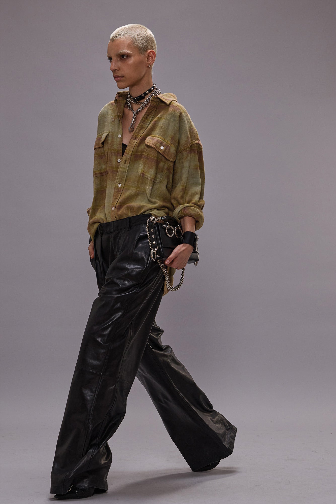 BOYFRIEND SHIRT - OVERDYED KHAKI PLAID - R13