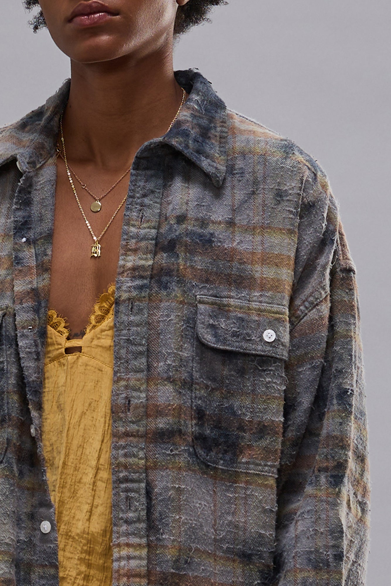 BOYFRIEND SHIRT - OVERDYED LIGHT BLUE PLAID - R13