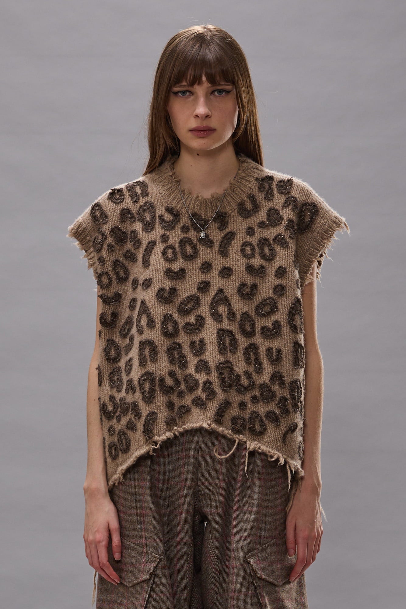 Boyfriend Sweater Vest - Multi Brown Leopard - R13