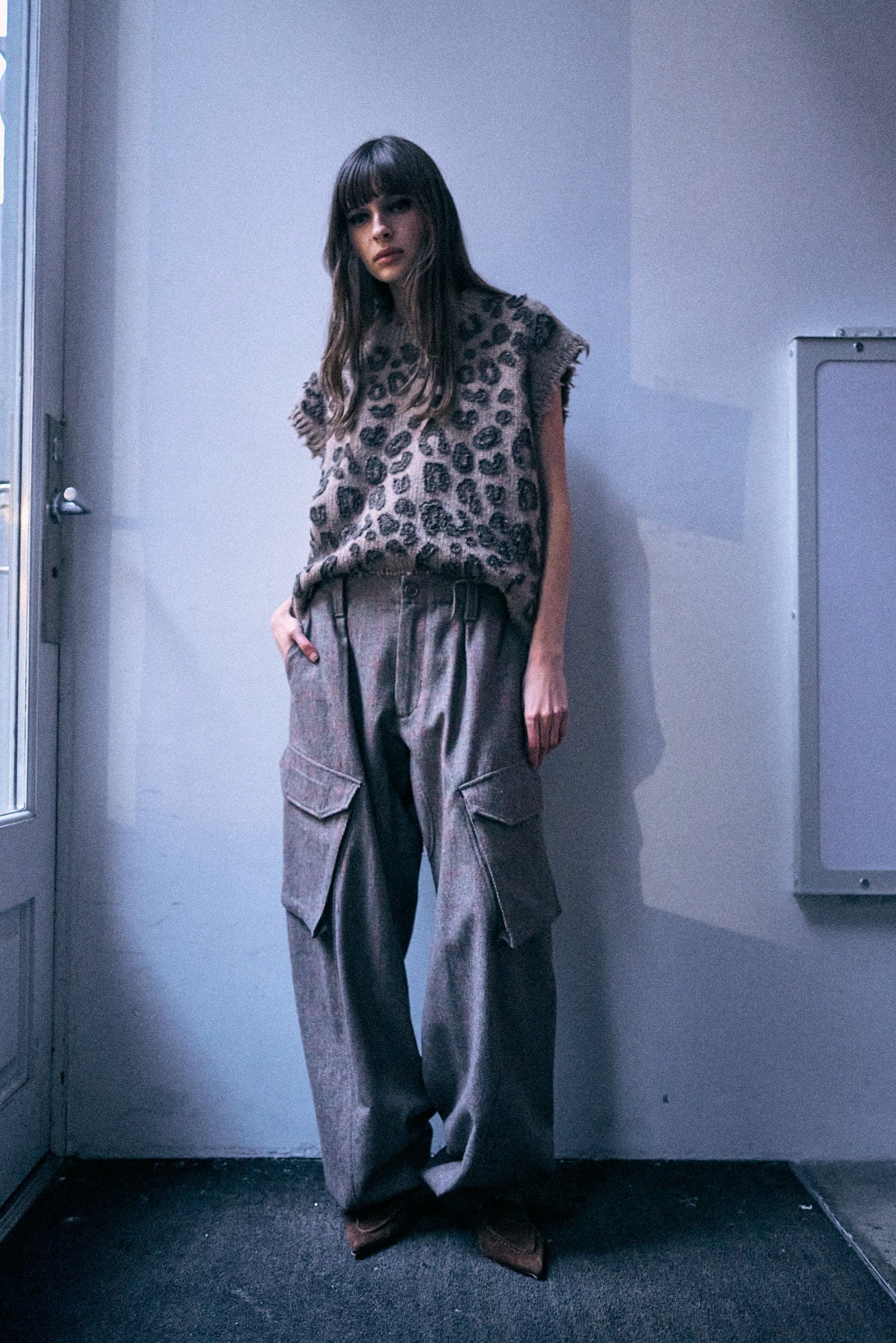 Boyfriend Sweater Vest - Multi Brown Leopard - R13