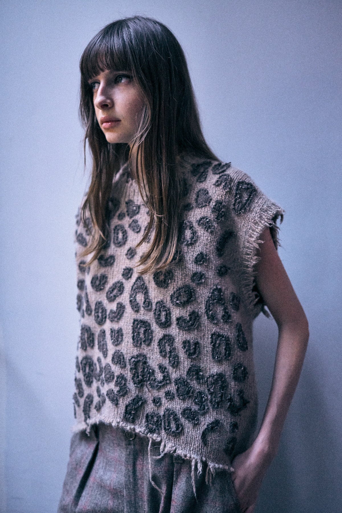 Boyfriend Sweater Vest - Multi Brown Leopard - R13