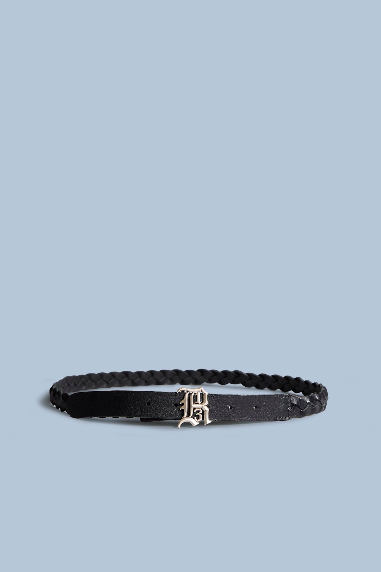 Braided R13 Logo Belt - Black With Silver Buckle