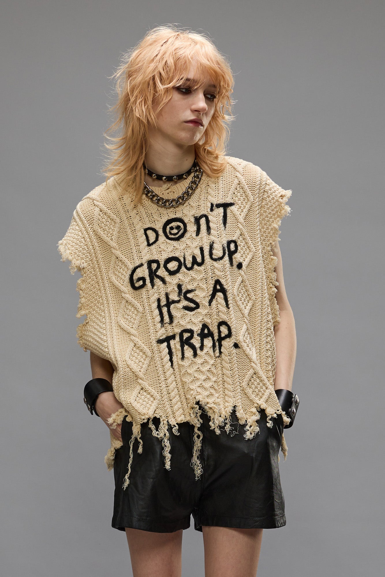 Cable Sweater Vest - Cream - R13