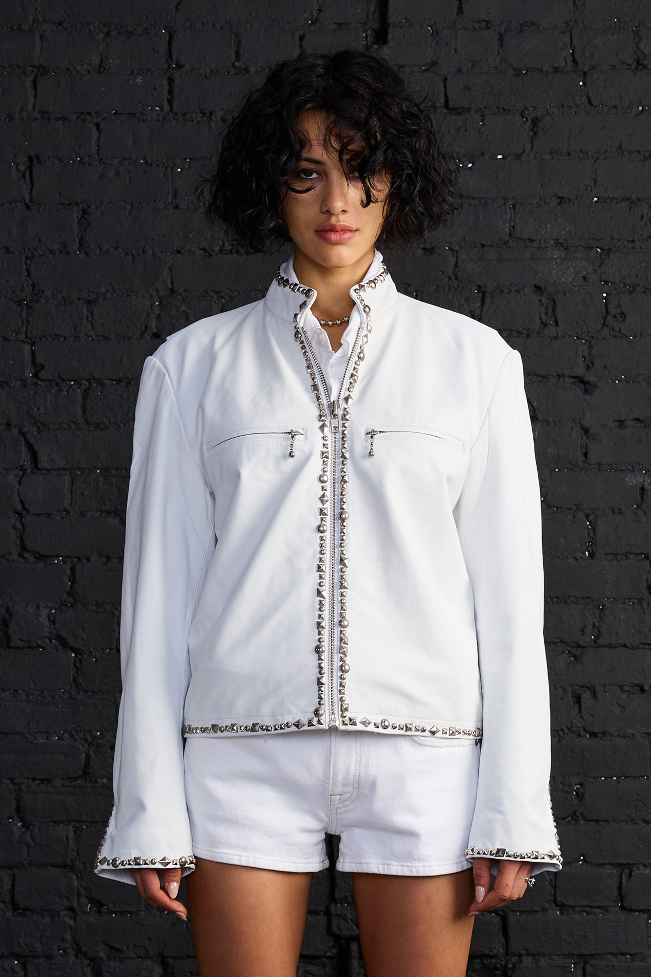Cafe Racer Jacket - White Leather - R13