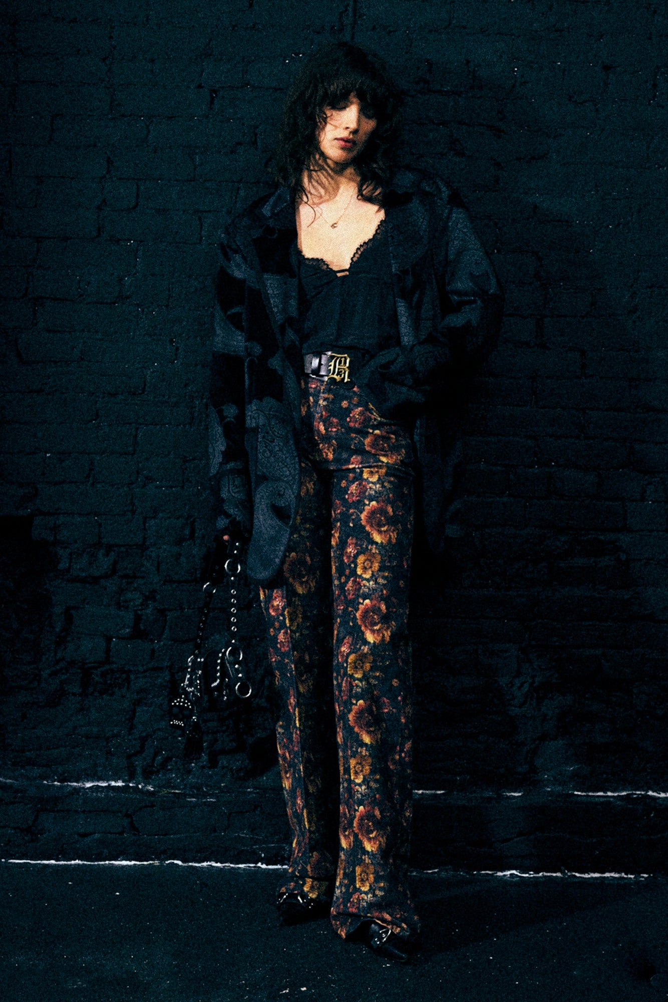 CHARLOTTE JEAN - NAVY BLUE FLORAL VELVETEEN - R13