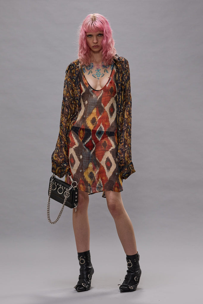 CHIFFON PRINTED SET - YELLOW MULTI COLOR COMBO