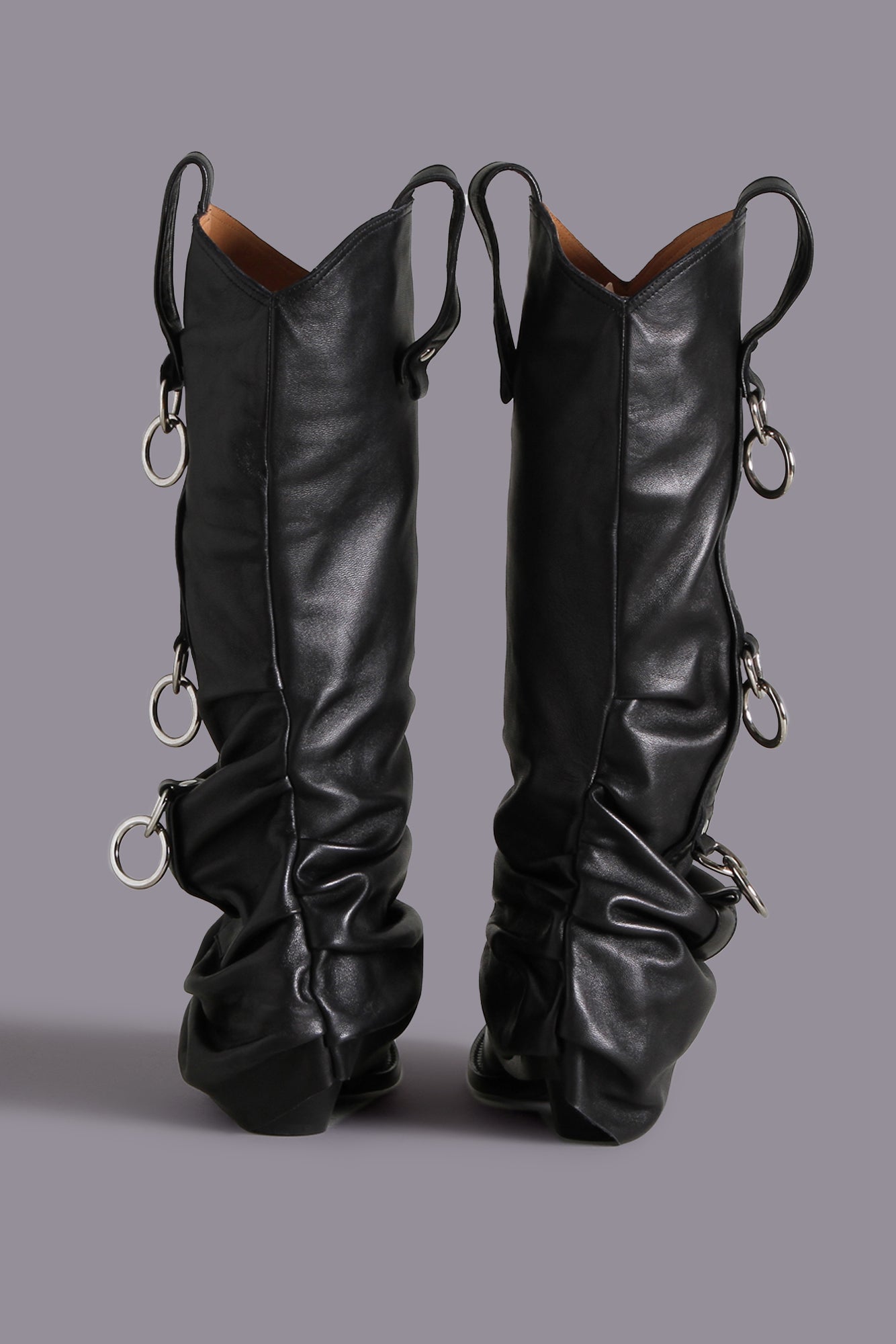 COWBOY BOOTS TRIPLE HARNESS RING - BLACK - R13