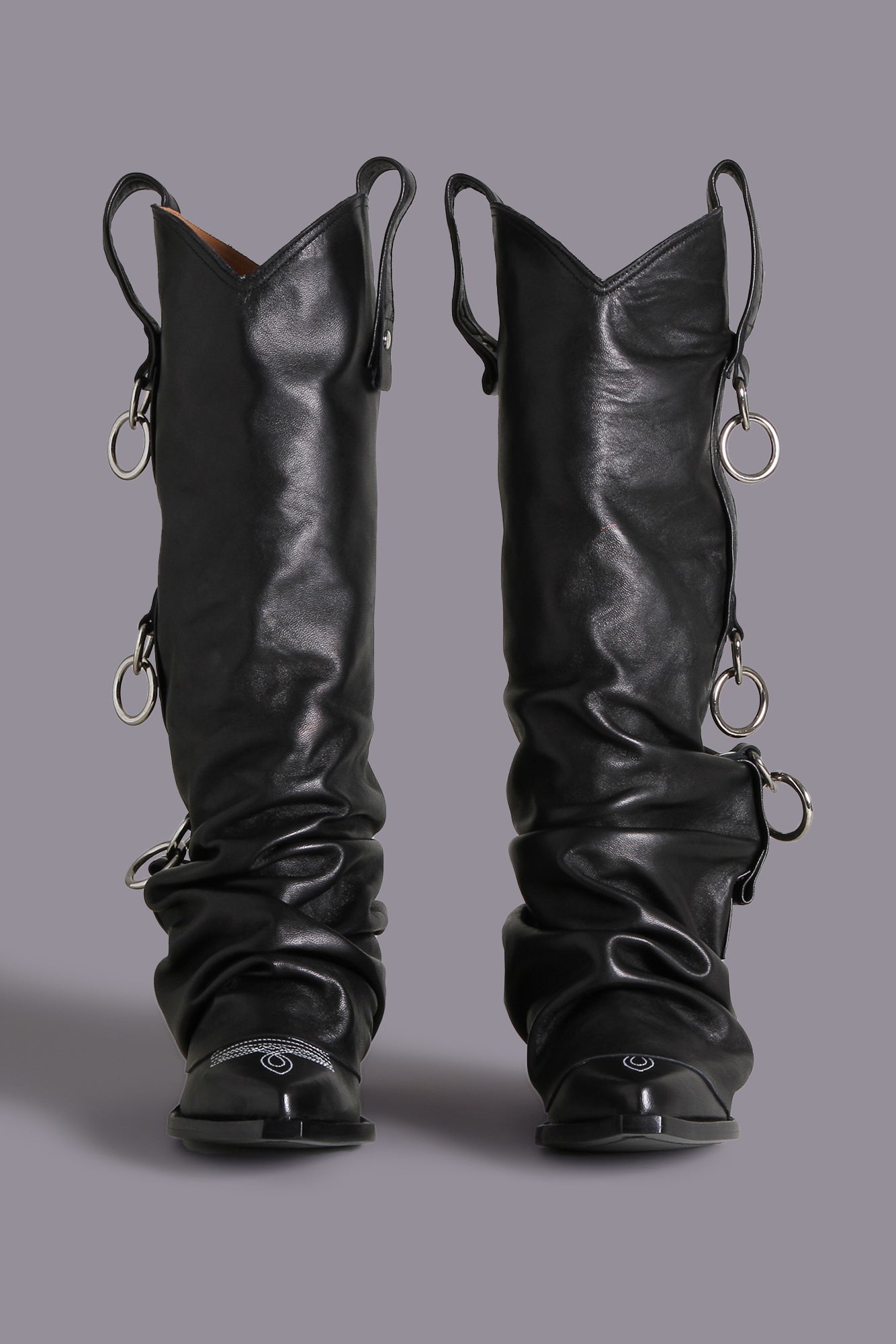 COWBOY BOOTS TRIPLE HARNESS RING - BLACK - R13