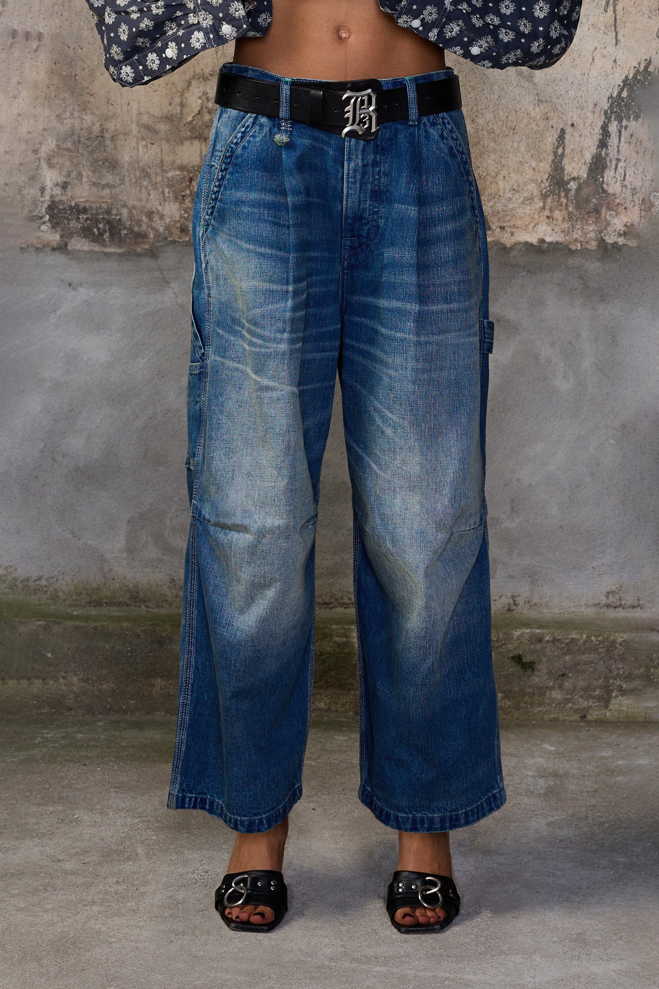CROP WIDE LEG CARPENTER - DEPOT BLUE - R13
