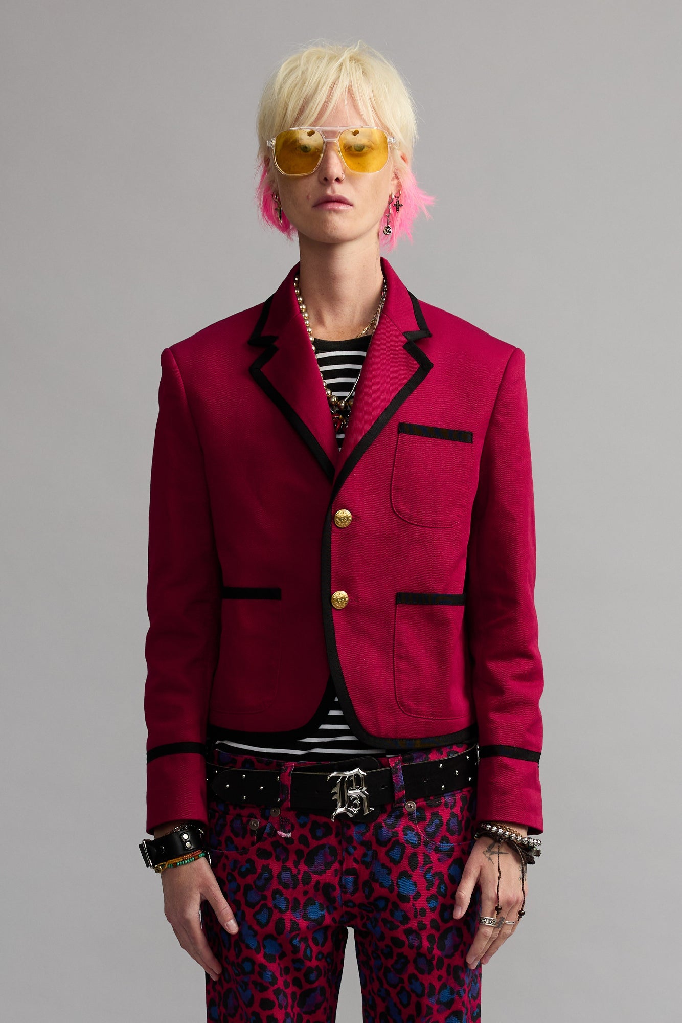 CROPPED BOXY BLAZER - BERRY PINK - R13