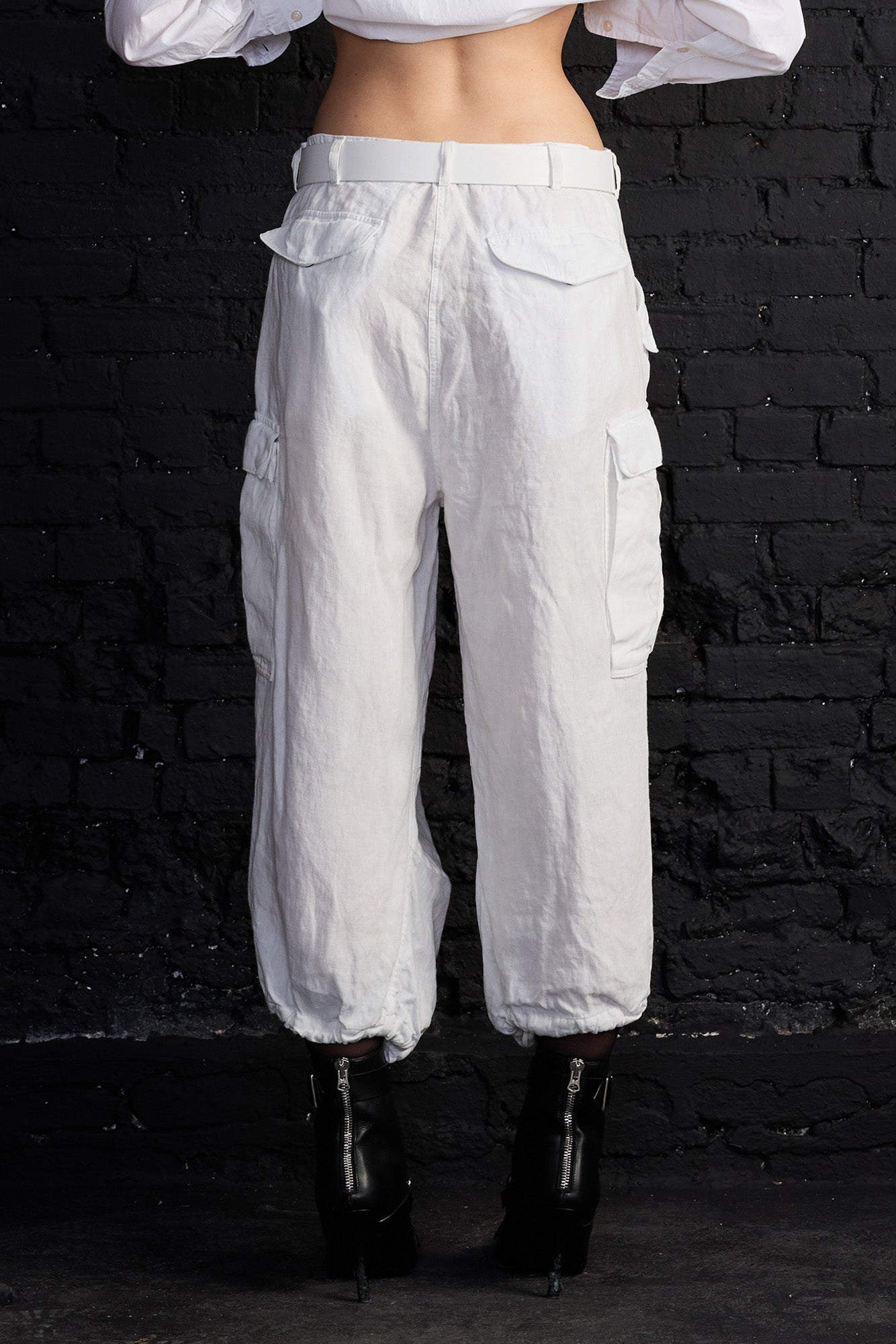 Cropped Mark Cargo Pants - White - R13