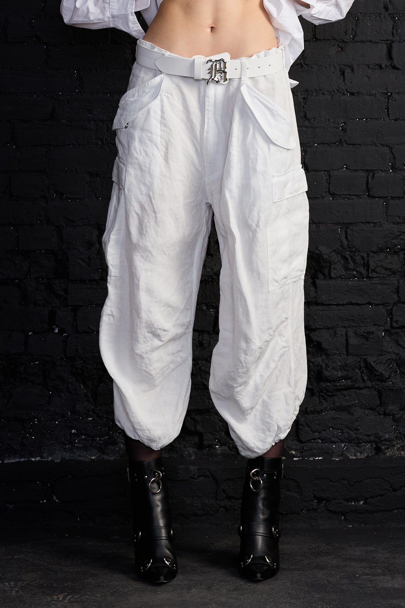 Cropped Mark Cargo Pants - White - R13