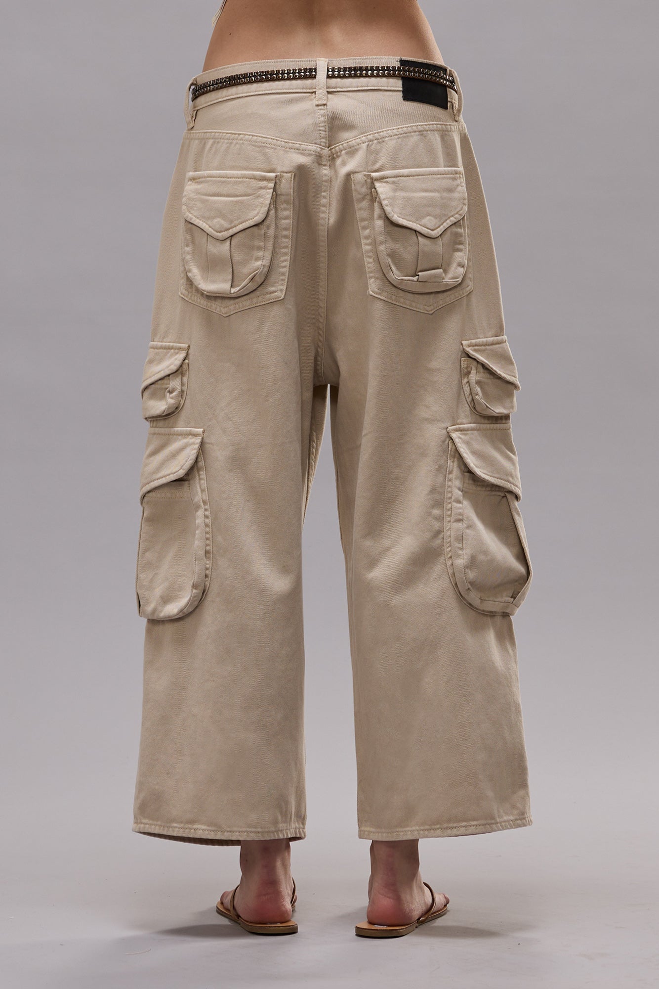 CROPPED MULTI POCKET CARGO - VINTAGE GREY STONE - R13