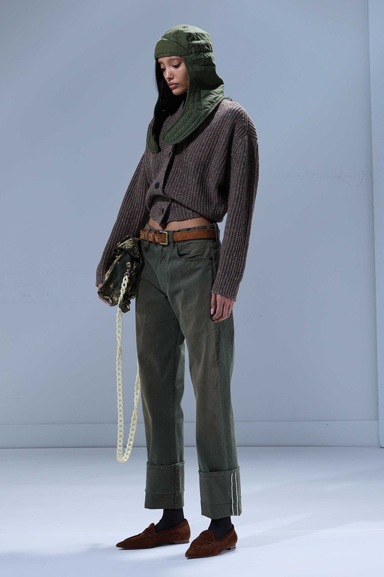 CUFFED BOYFRIEND JEAN - VINTAGE OLIVE SELVEDGE GREEN - R13