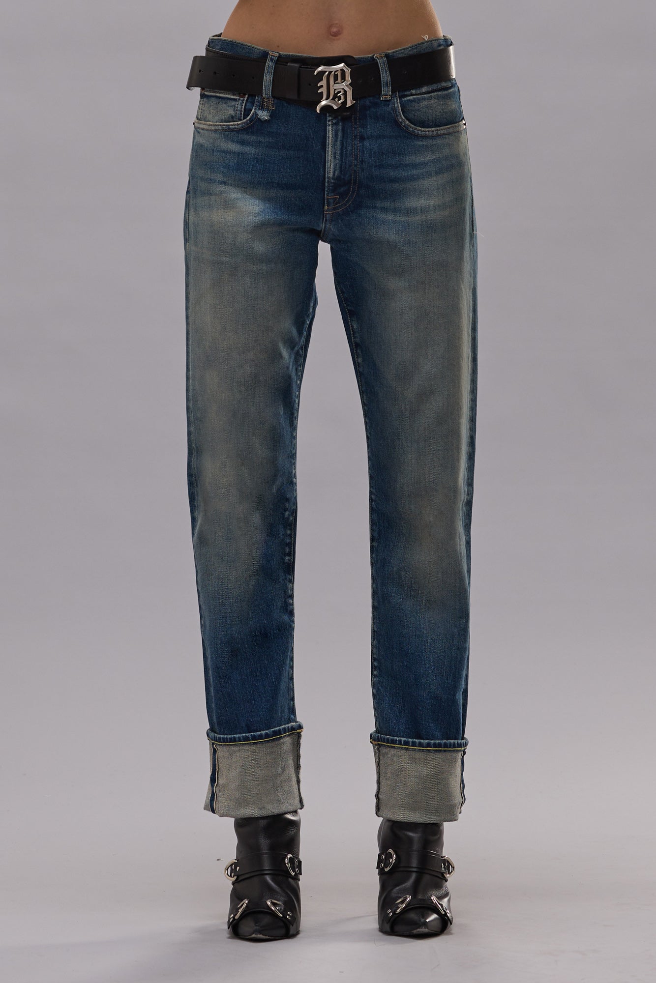 CUFFED ROMEO JEAN - ABYSS SELVEDGE BLUE STRETCH - R13