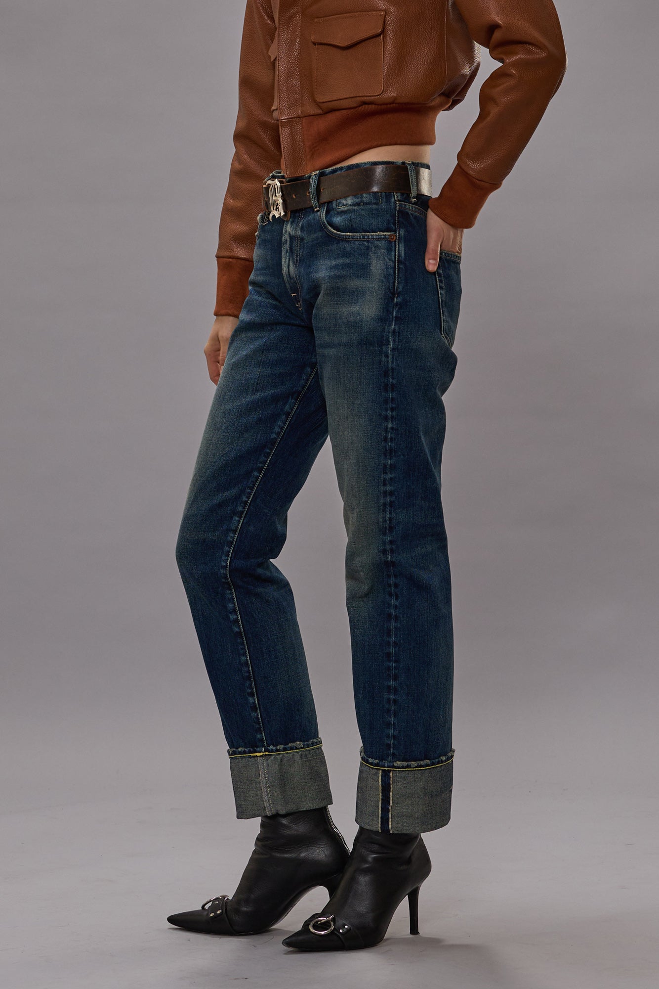 CUFFED ROMEO JEAN - ADELAIDE STRETCH SELVEDGE BLUE - R13