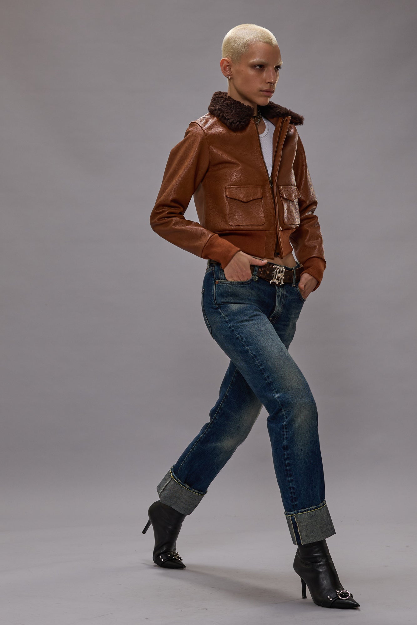 CUFFED ROMEO JEAN - ADELAIDE STRETCH SELVEDGE BLUE - R13