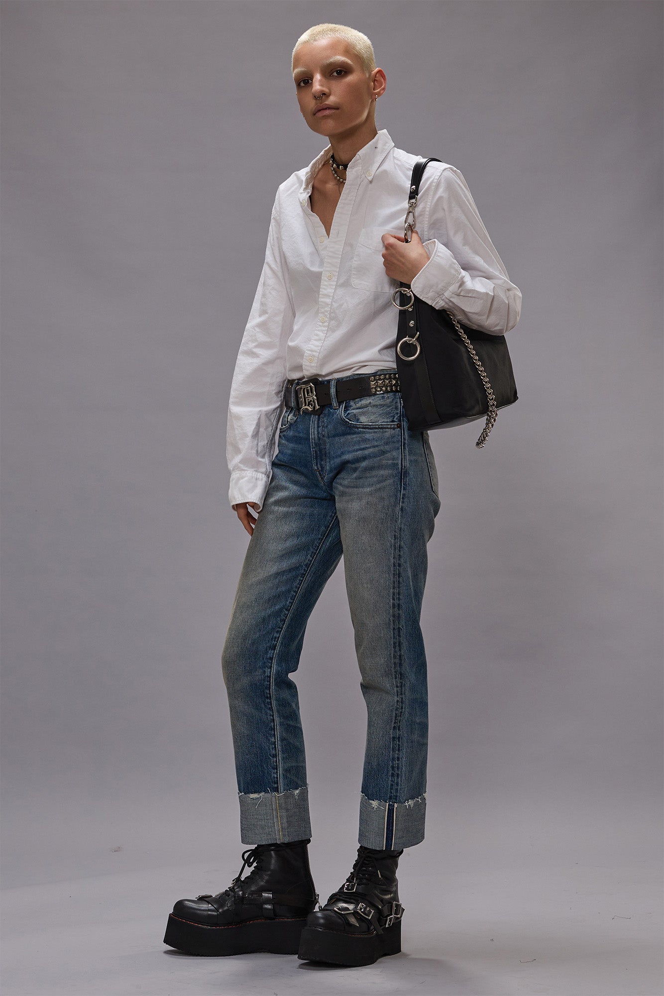 CUFFED ROMEO JEAN - ESTIN STRETCH SELVEDGE BLUE - R13