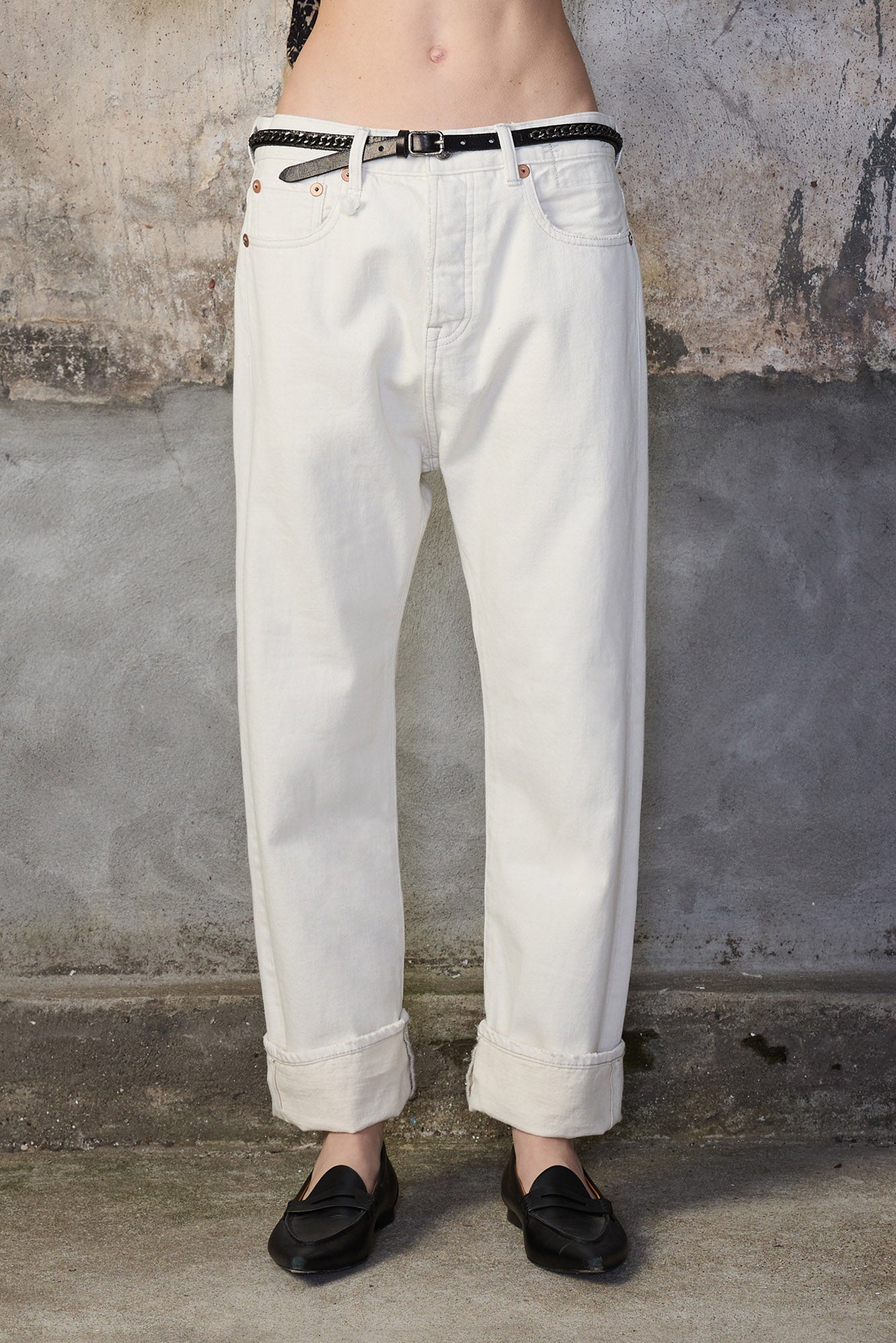 CUFFED TAILORED DROP - CEMENT WHITE - R13