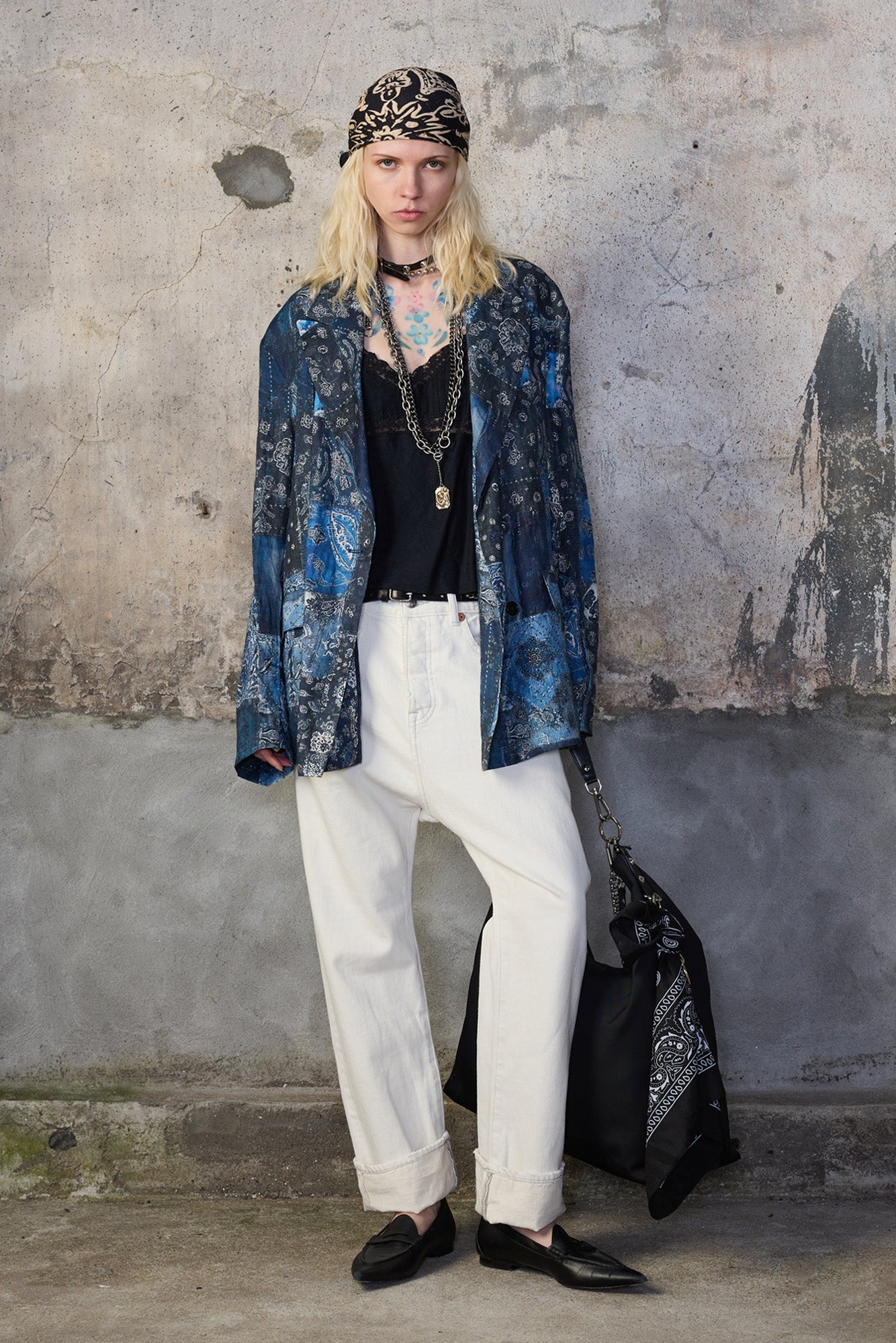 CUFFED TAILORED DROP - CEMENT WHITE