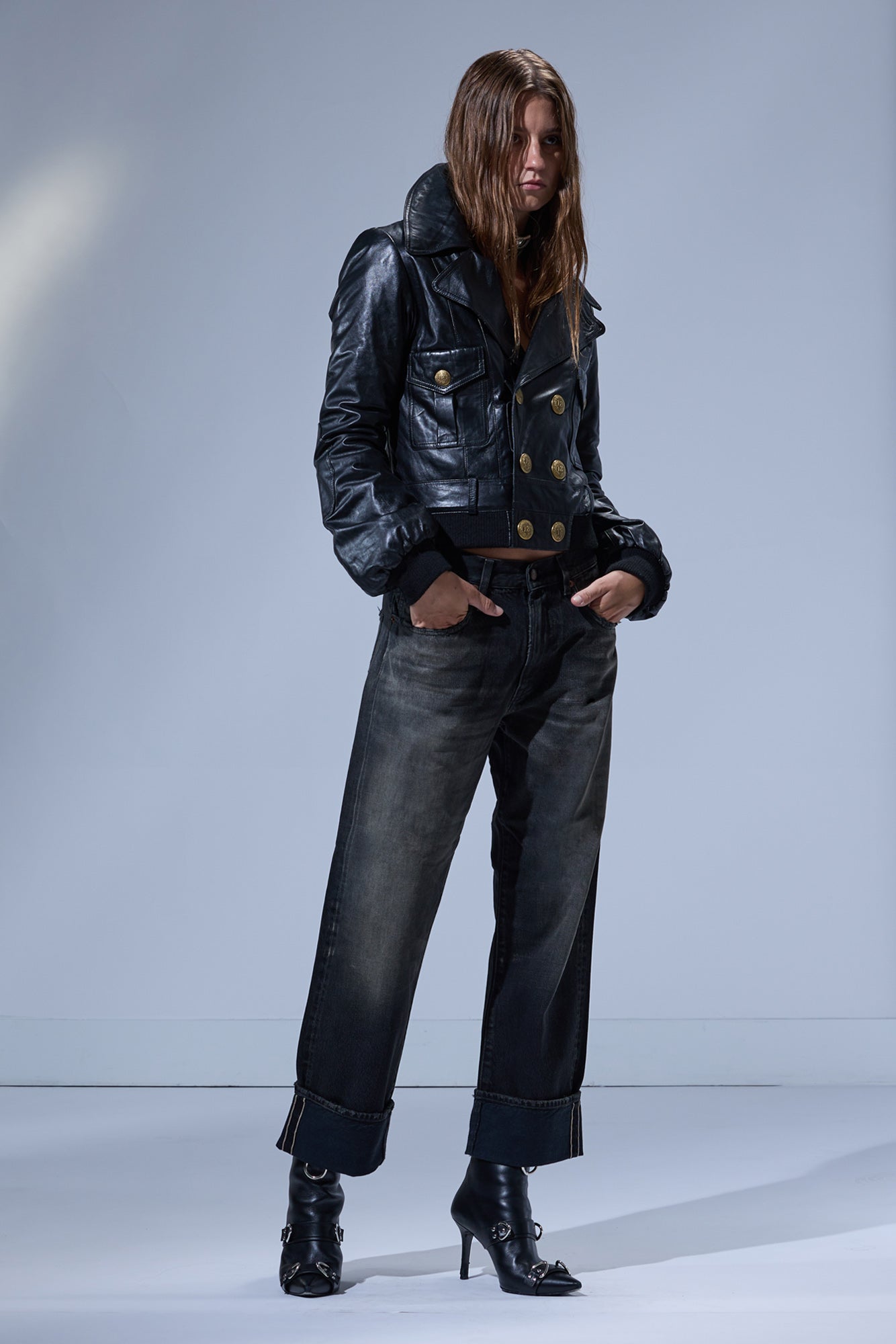 CUFFED X-BOYFRIEND JEAN - PHANTOM SELVEDGE BLACK - R13