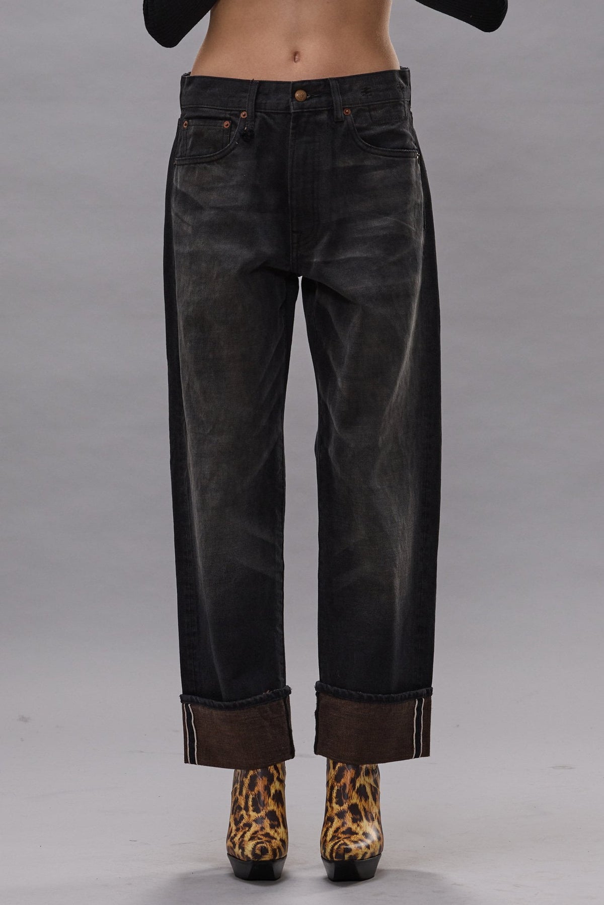 Cuffed X-Boyfriend Jean - Rust Black Selvedge - R13