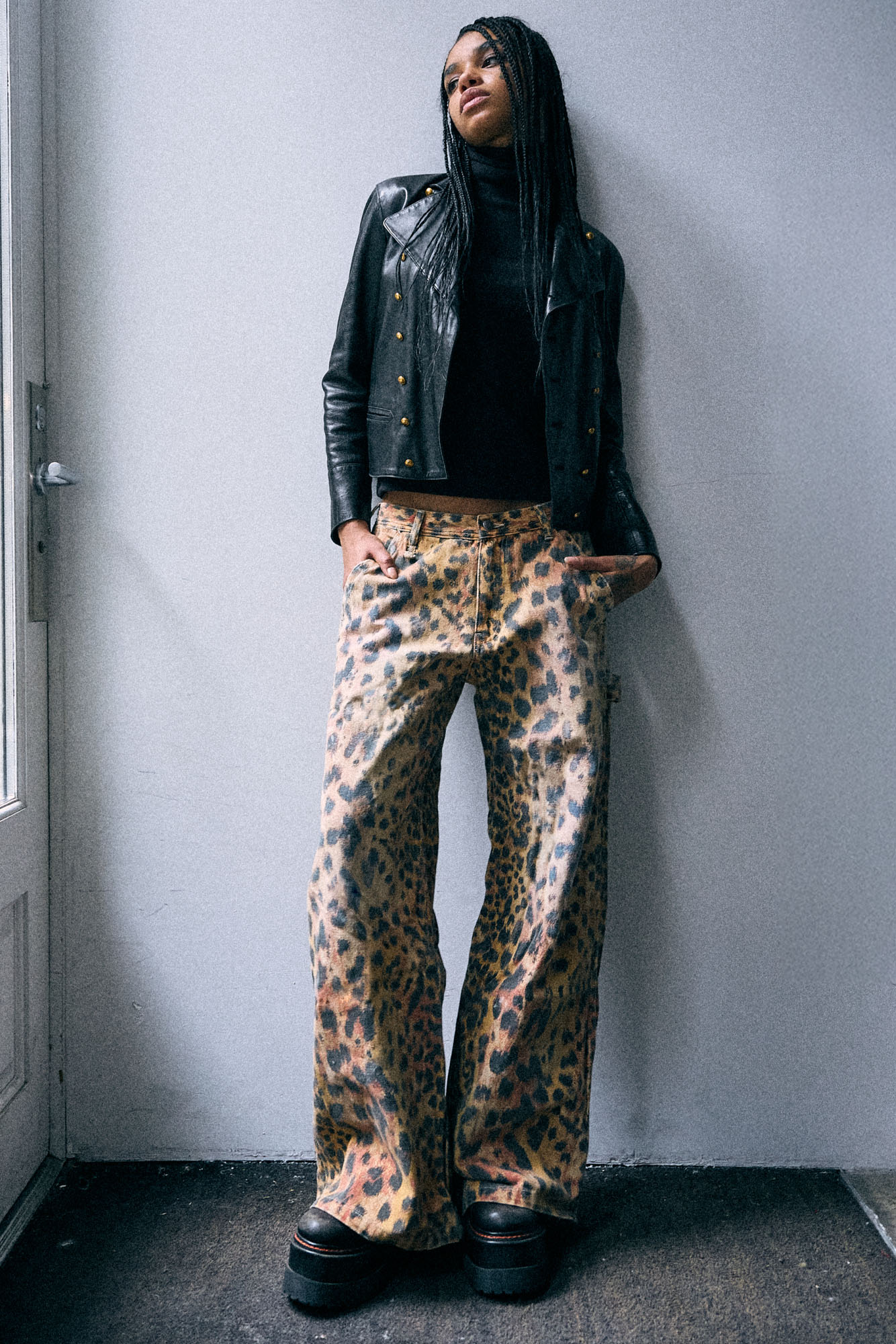 D'Arcy Flare Carpenter Pant - Vintage Orange Leopard - R13