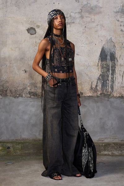 パンツ Archive CavariA Damage Flare DENIM BLACK r13-d-arcy-flare-jean-ellery-