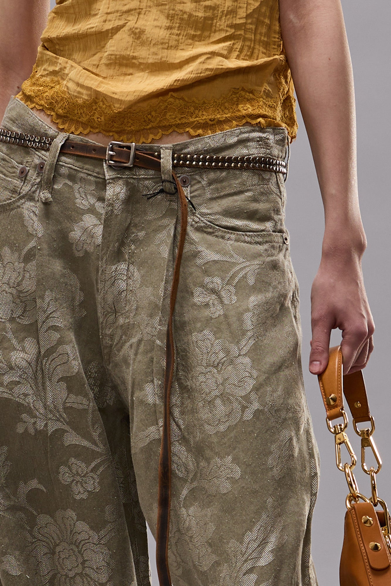 DAMON PLEATED TROUSER - OLIVE FLORAL - R13