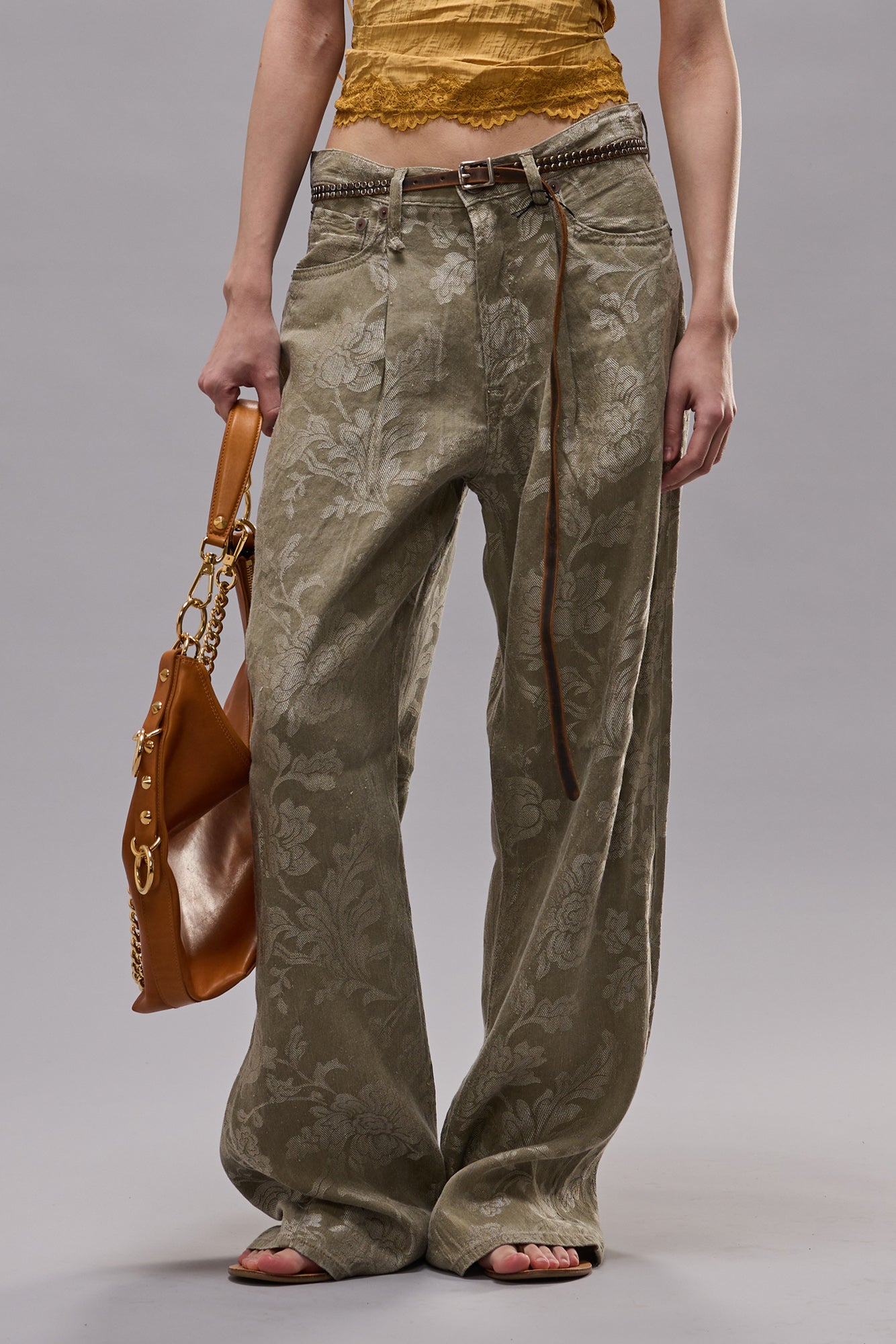 DAMON PLEATED TROUSER - OLIVE FLORAL - R13