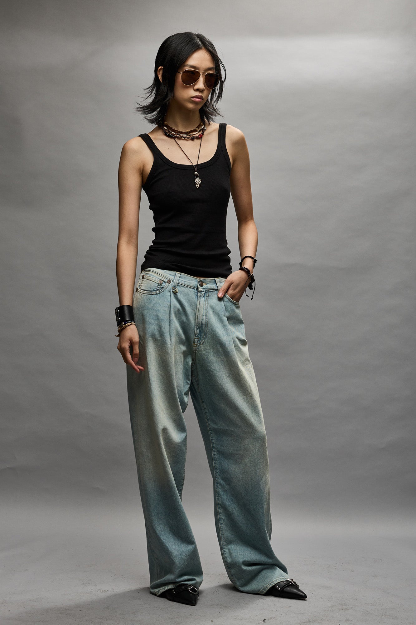 Damon Pleated Wide Leg - Lennon Blue - R13