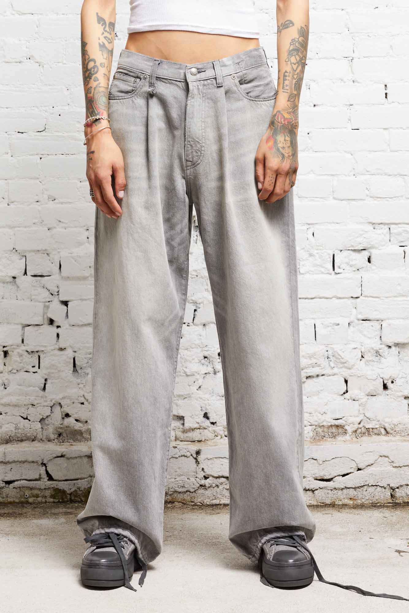 Damon Pleated Wide Leg - Wade Grey