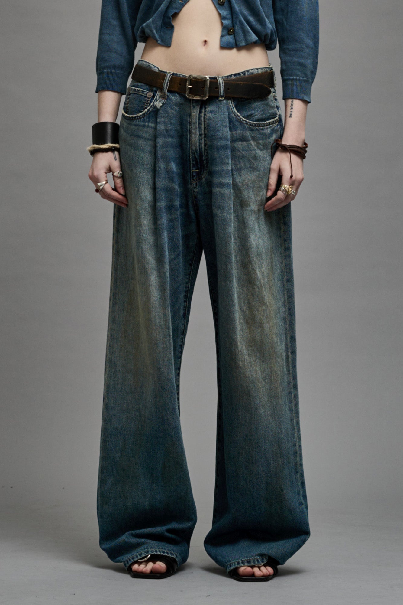 DAMON PLEATED WIDE LEG - WEBER LINEN INDIGO – R13